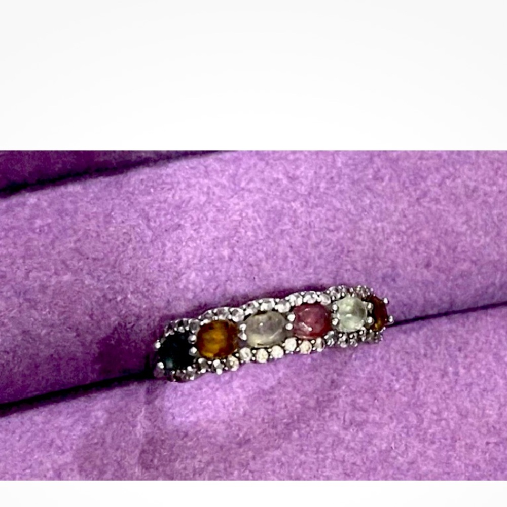 Multi tourmaline sterling ring Sz 7
